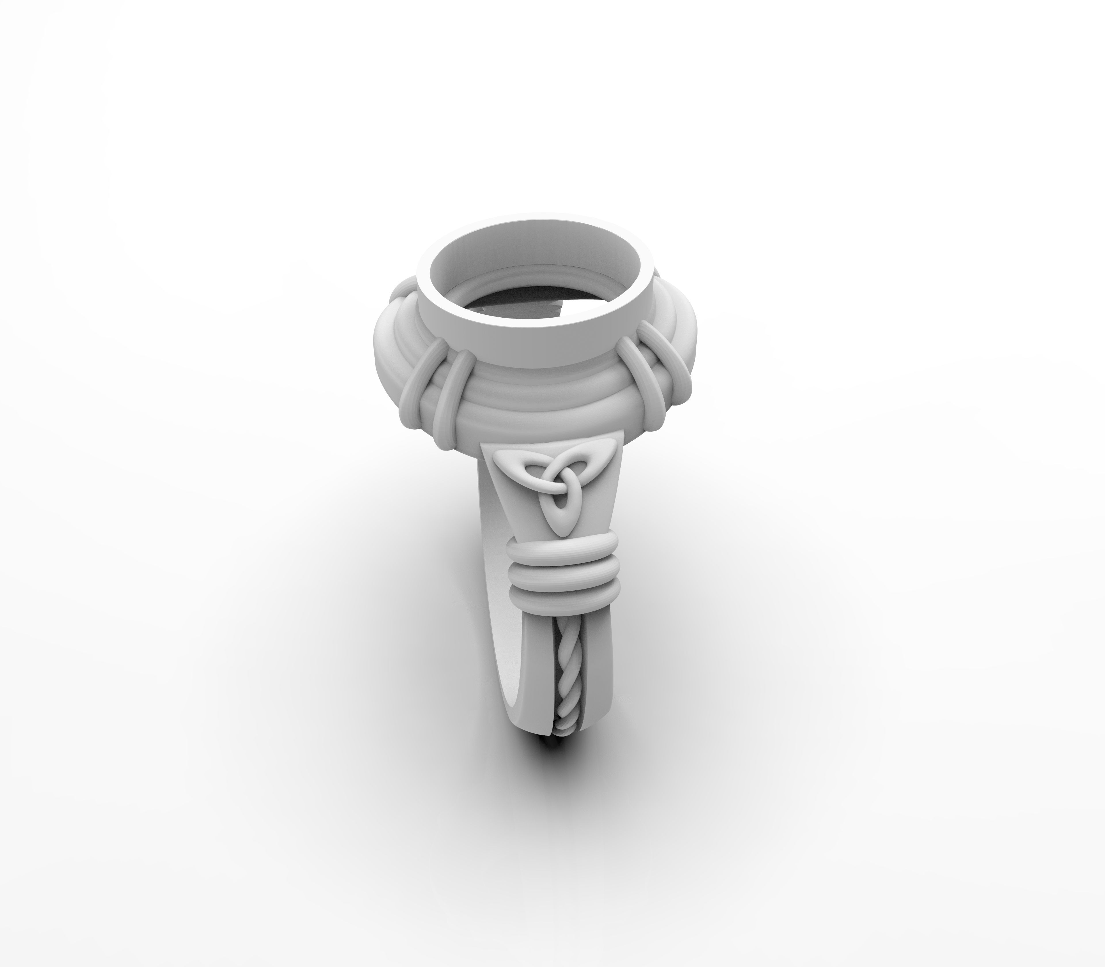 Ring for cabochon-Celtic knot Trinity-3D model STL-3D printing 3D print model_3