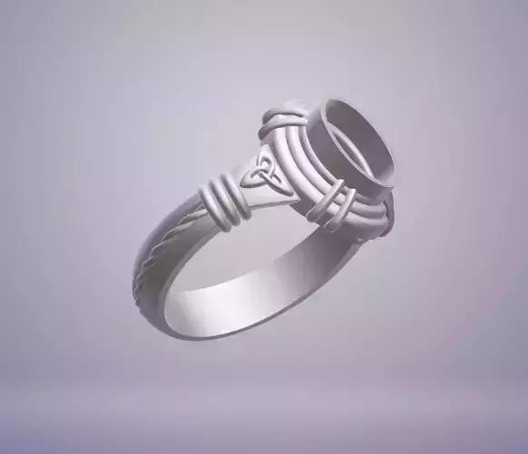 Ring for cabochon-Celtic knot Trinity-3D model STL-3D printing 3D print model
