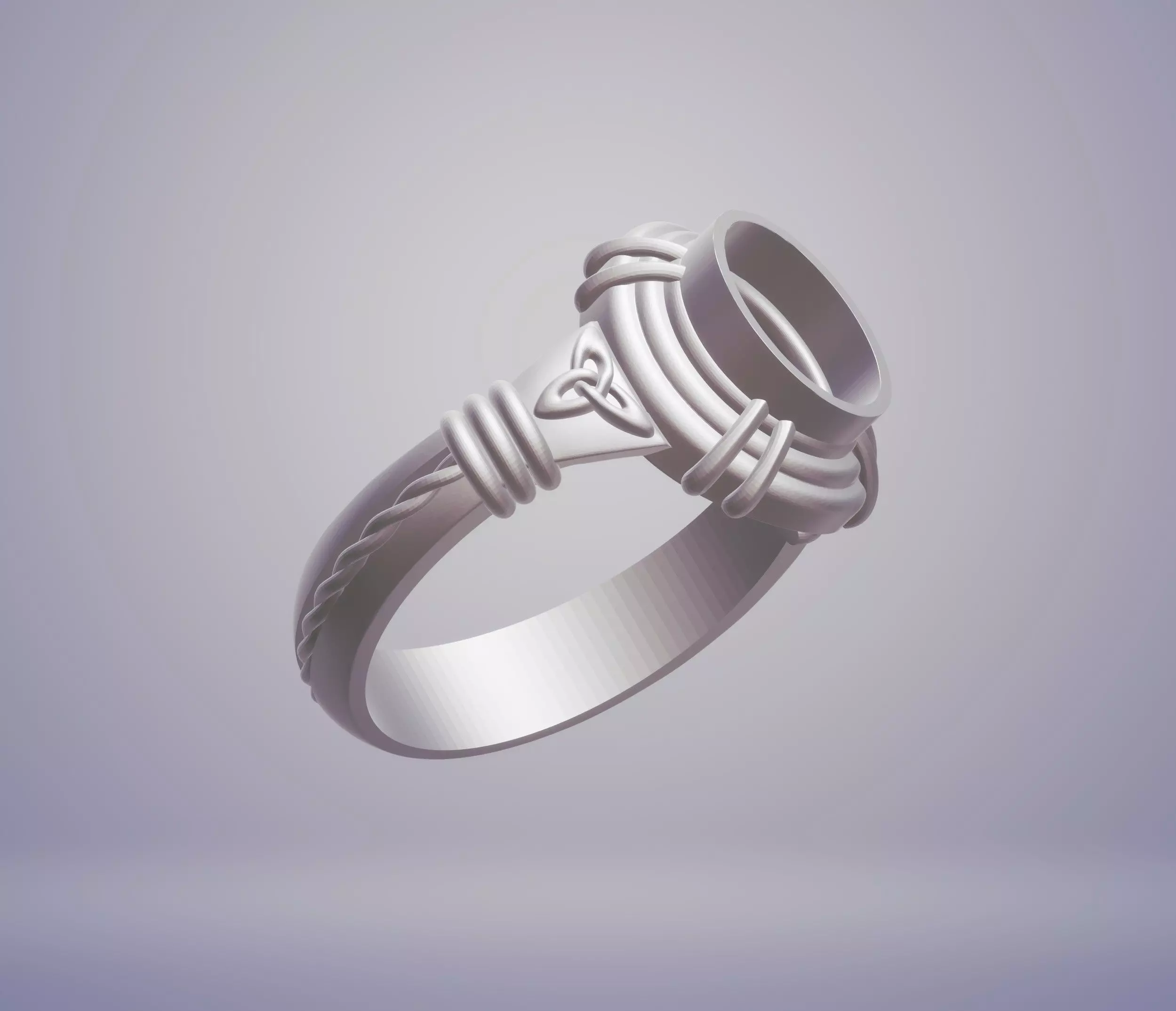 Ring for cabochon-Celtic knot Trinity-3D model STL-3D printing 3D print model_0