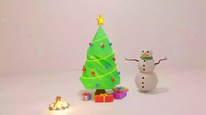 Winter low-poly scene Free low-poly 3D model Winter low-poly scene Free low-poly 3D model