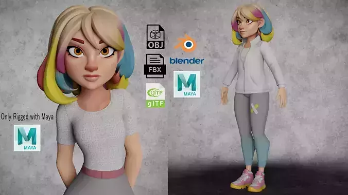 Lois Cartoon Girl Maya Rig