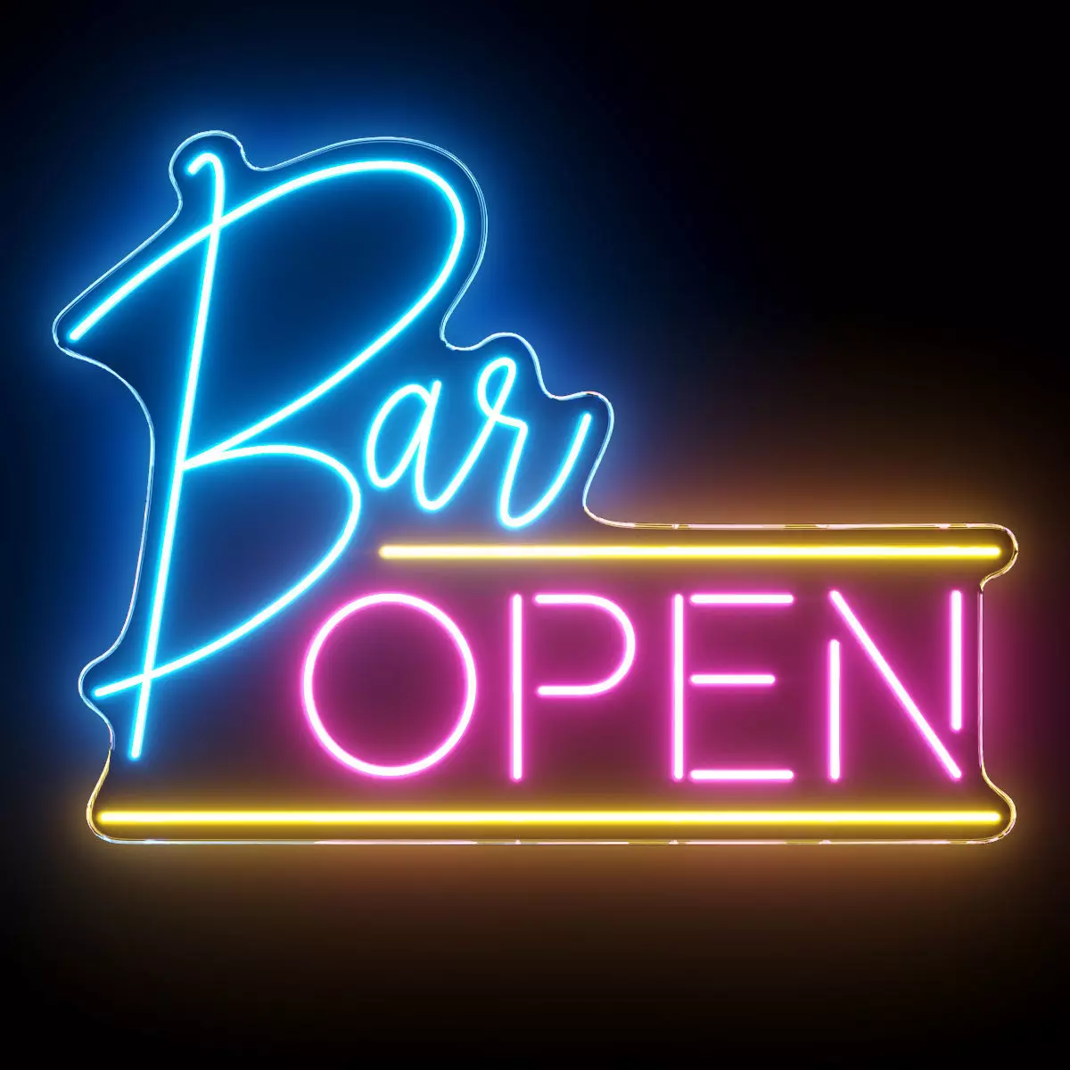 Bar Open Neon Sign 3D model