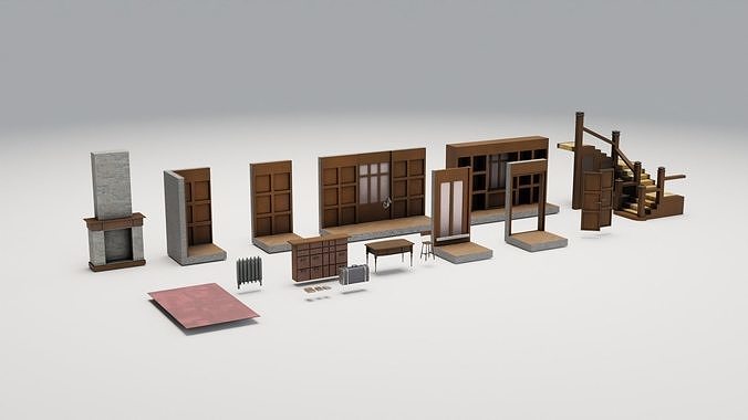 Vintage Room Asset Low-poly 3D model