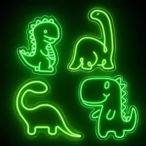 Dinosaurs Neon Signs 3D model