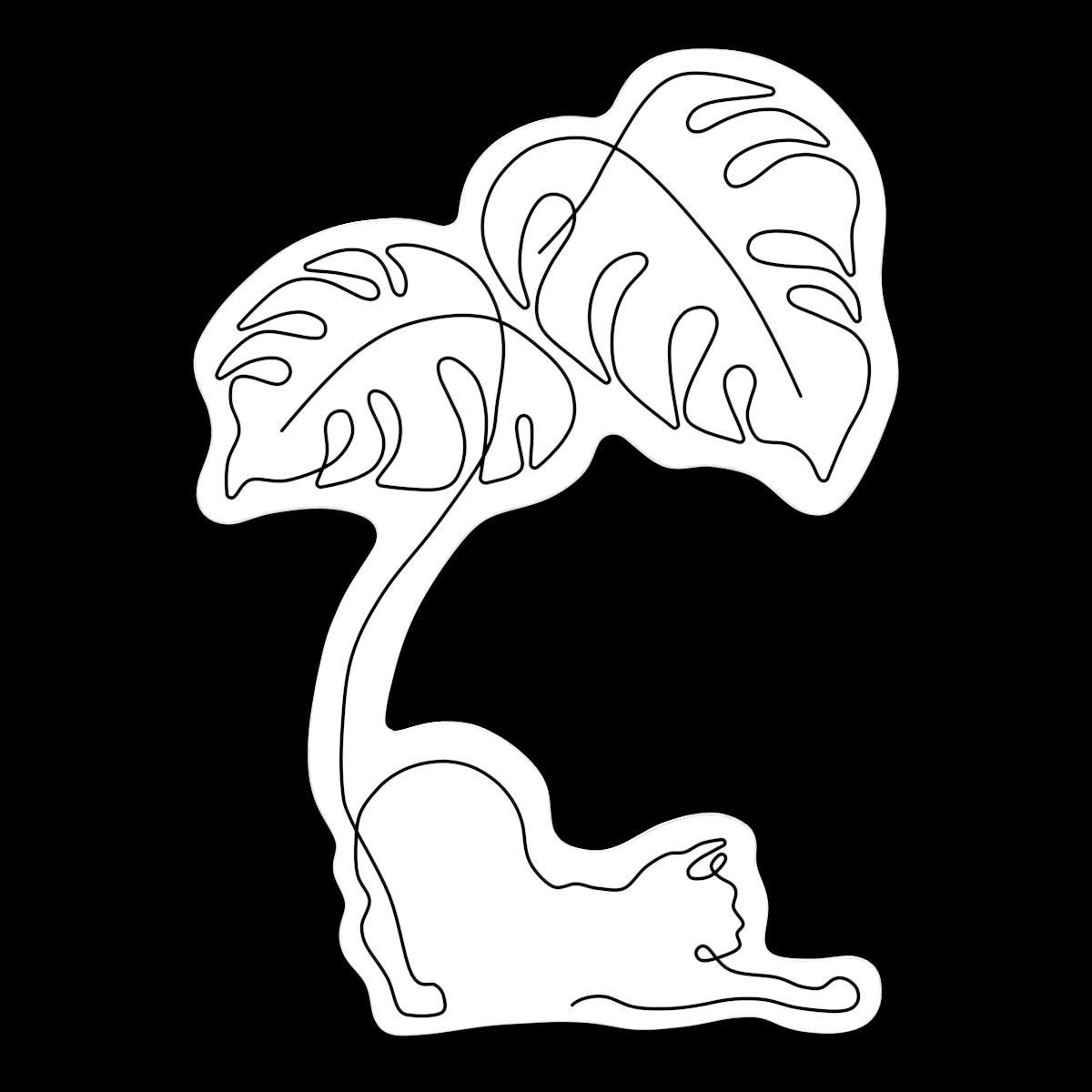 MonsteraCat Neon Sign 3D model_2