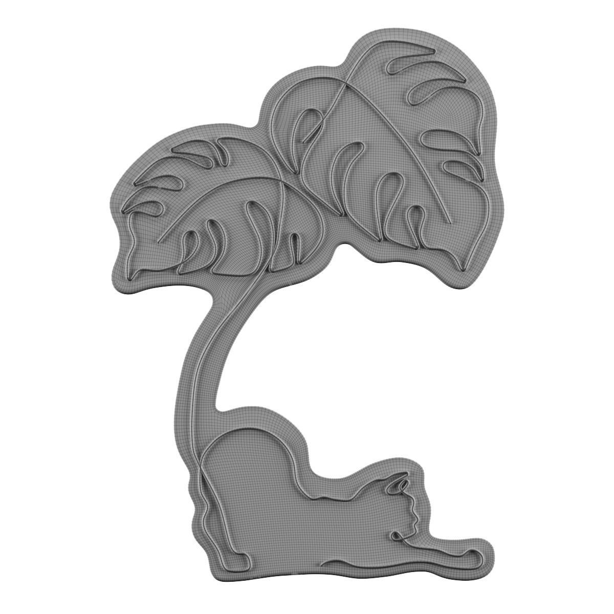 MonsteraCat Neon Sign 3D model_1