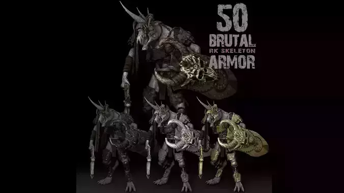 50 Brutal Armor Low-poly 3D model
