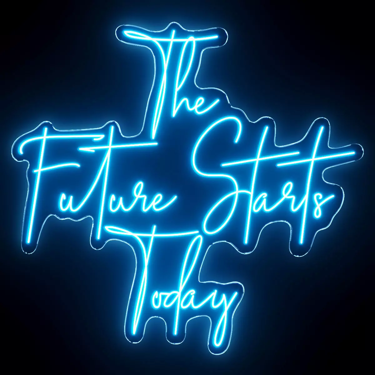 The Future Starts Today Neon Sign 3D model_0