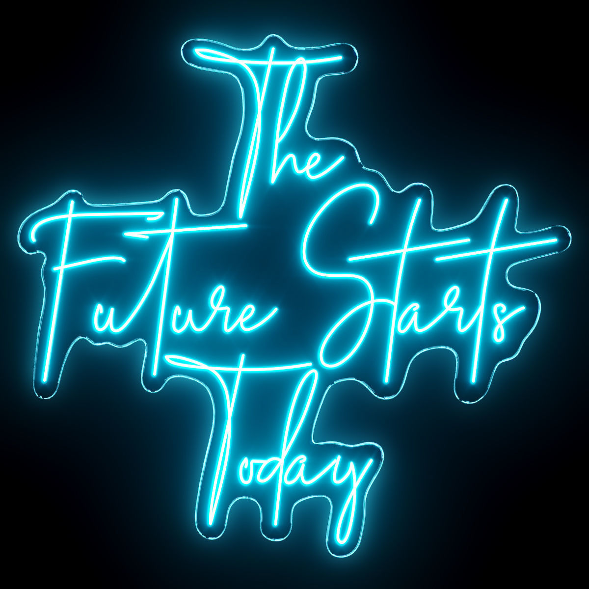 The Future Starts Today Neon Sign 3D model_1