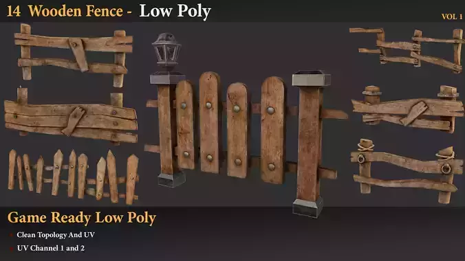 Wooden Fence Low poly