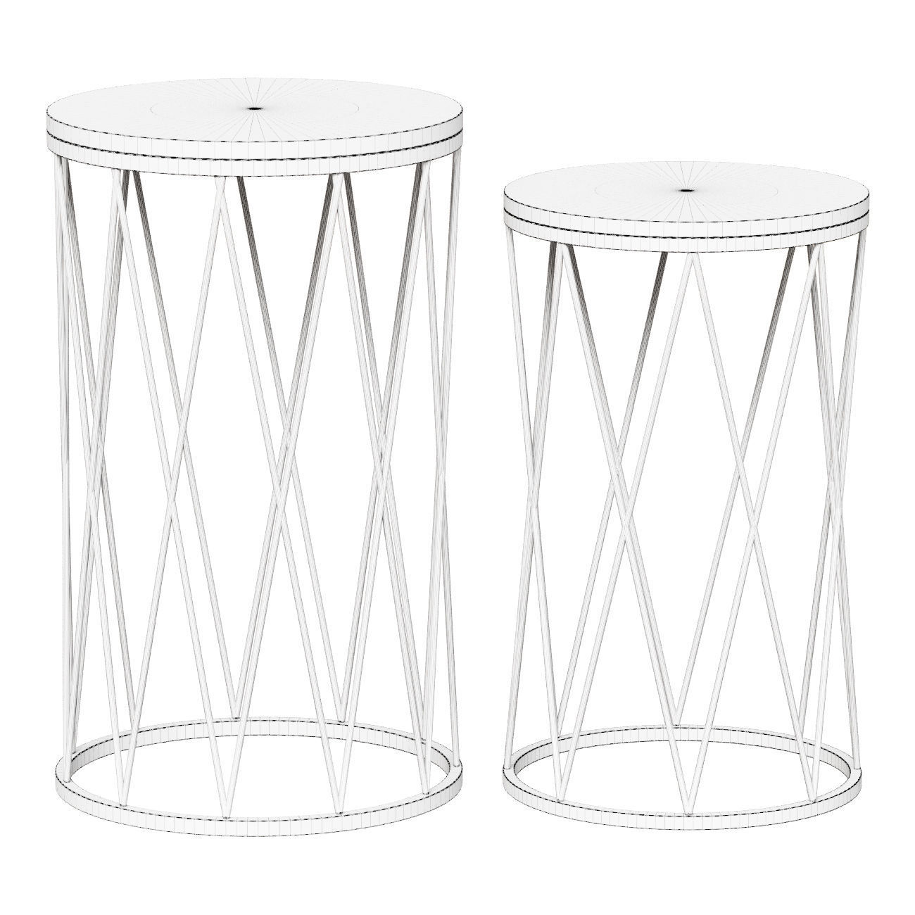 ROUND COFFEE TABLE WITH MARBLE TOP WHITE SILVER 3D model_1