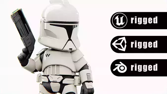 IMPERIAL TROOPER-b  Rigged for Unreal Engine - Unity - MIXAMO 