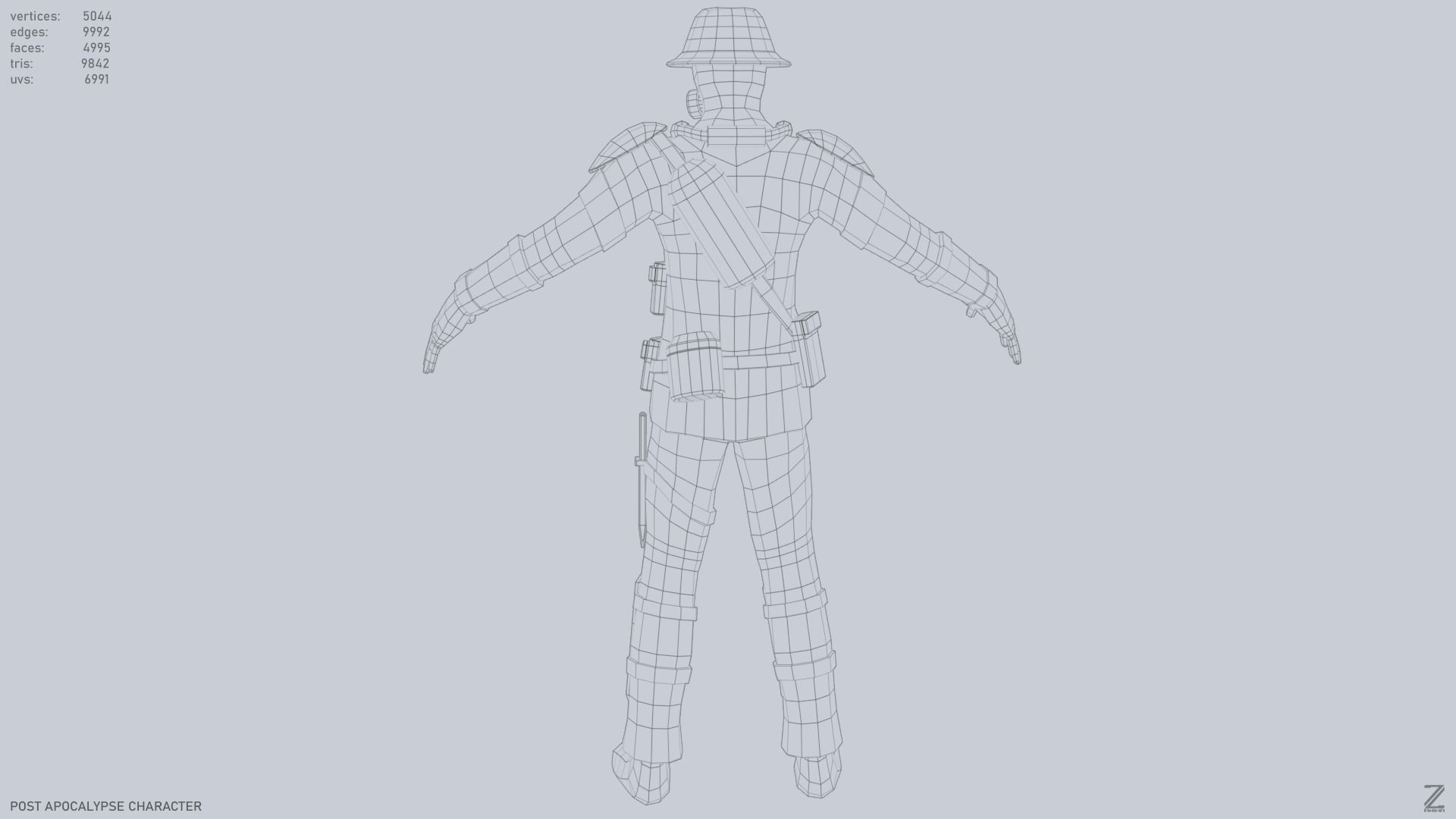 Post apocalypse character Low-poly 3D model_13