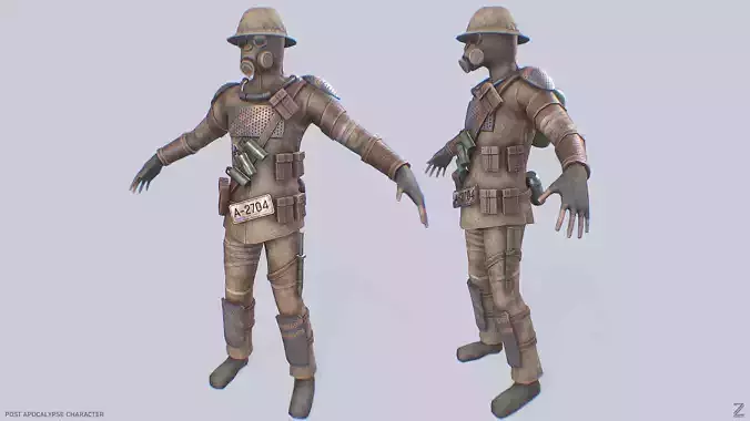 Post apocalypse character Low-poly 3D model