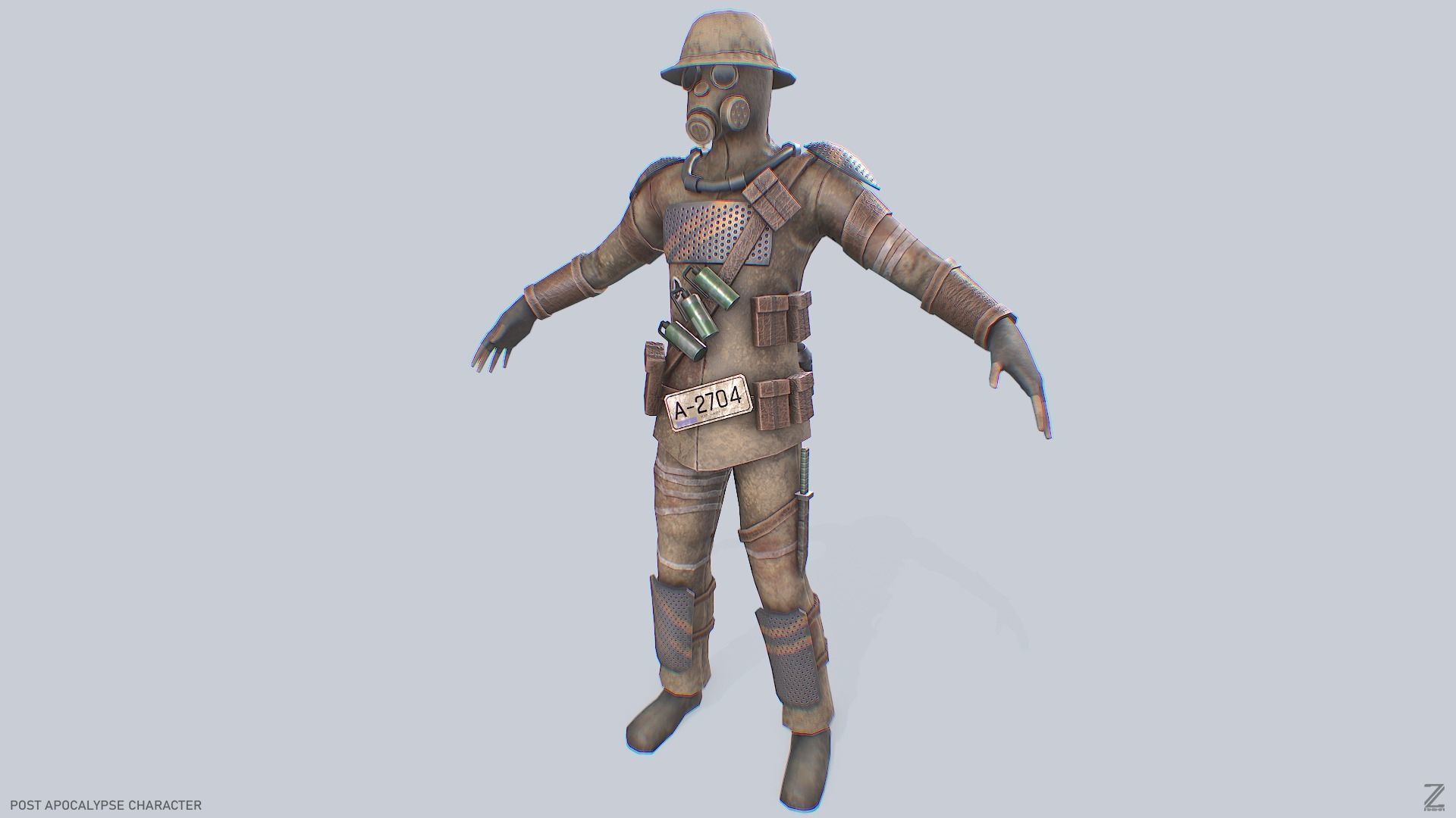Post apocalypse character Low-poly 3D model_4