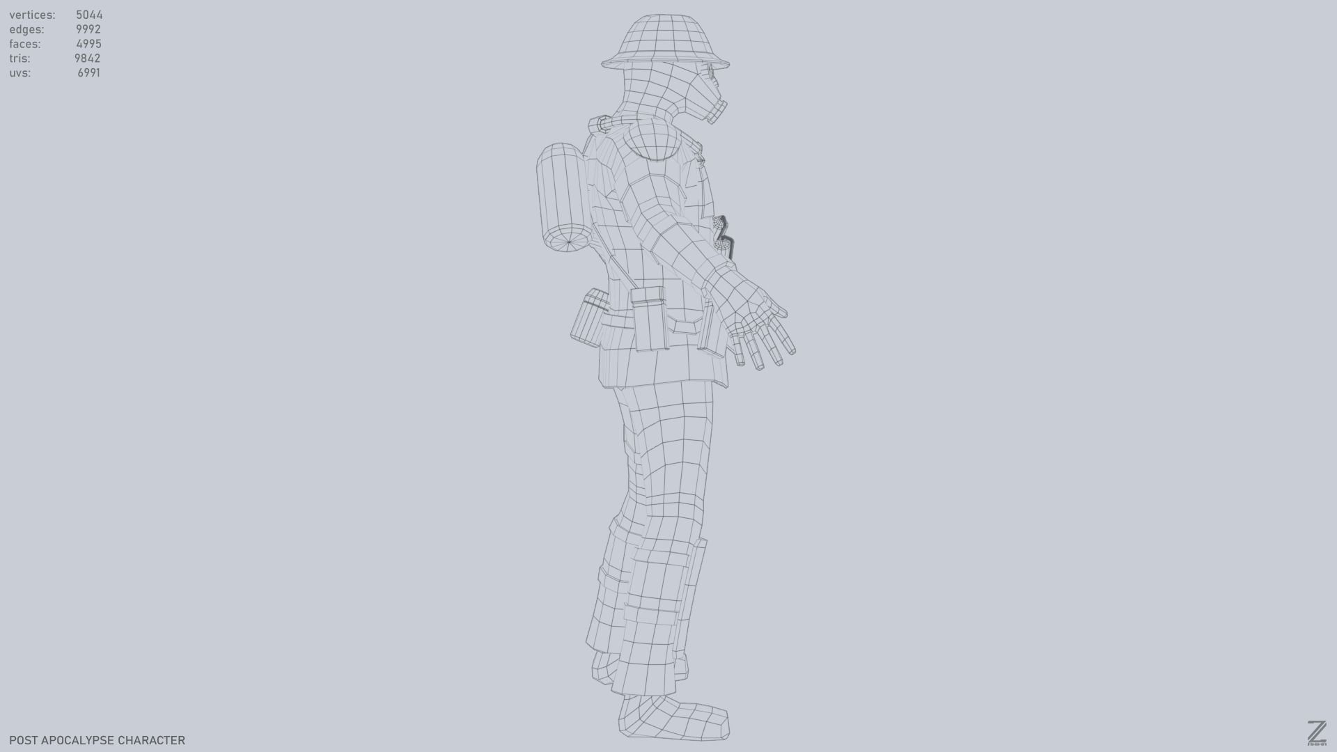 Post apocalypse character Low-poly 3D model_15