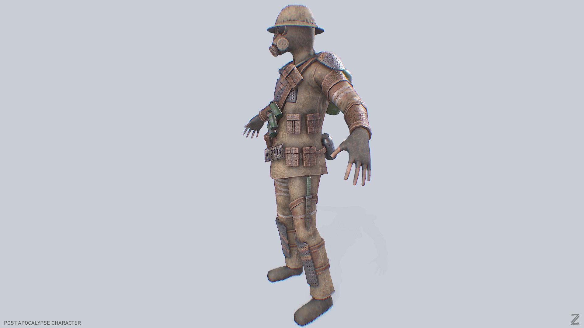 Post apocalypse character Low-poly 3D model_6