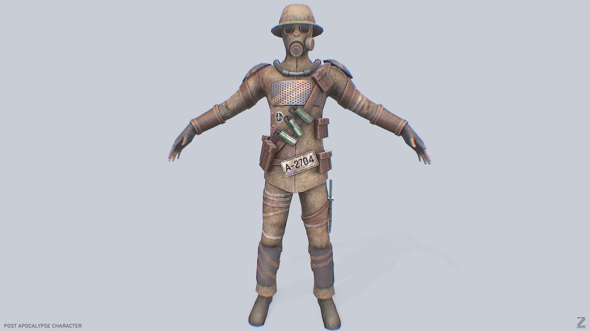 Post apocalypse character Low-poly 3D model_5