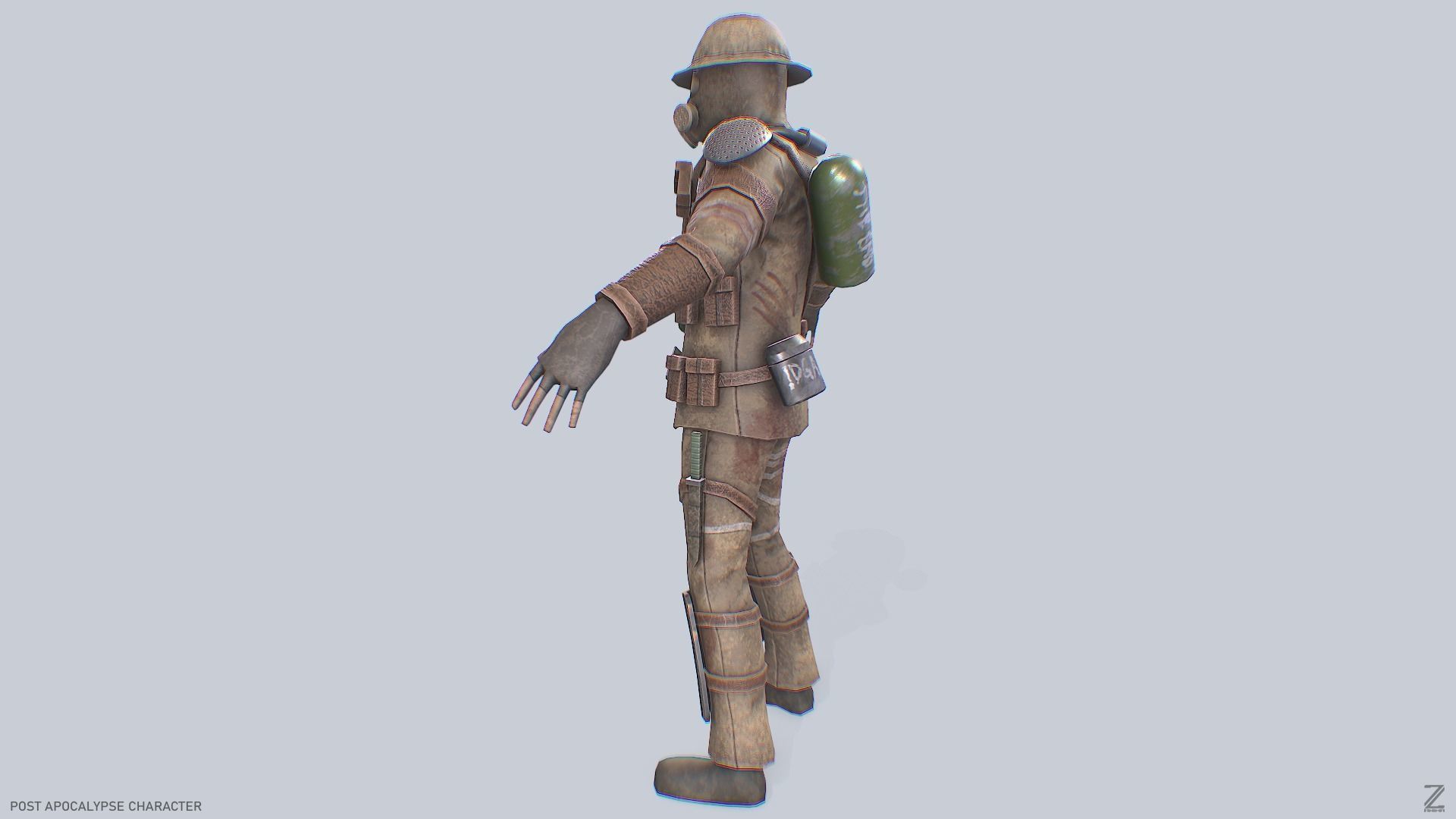 Post apocalypse character Low-poly 3D model_7
