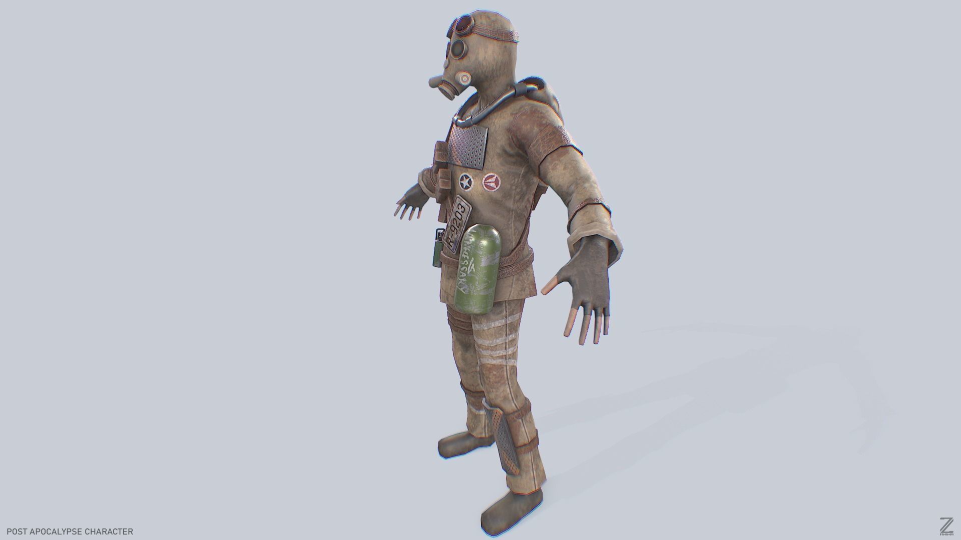 Post apocalypse character Low-poly 3D model_5