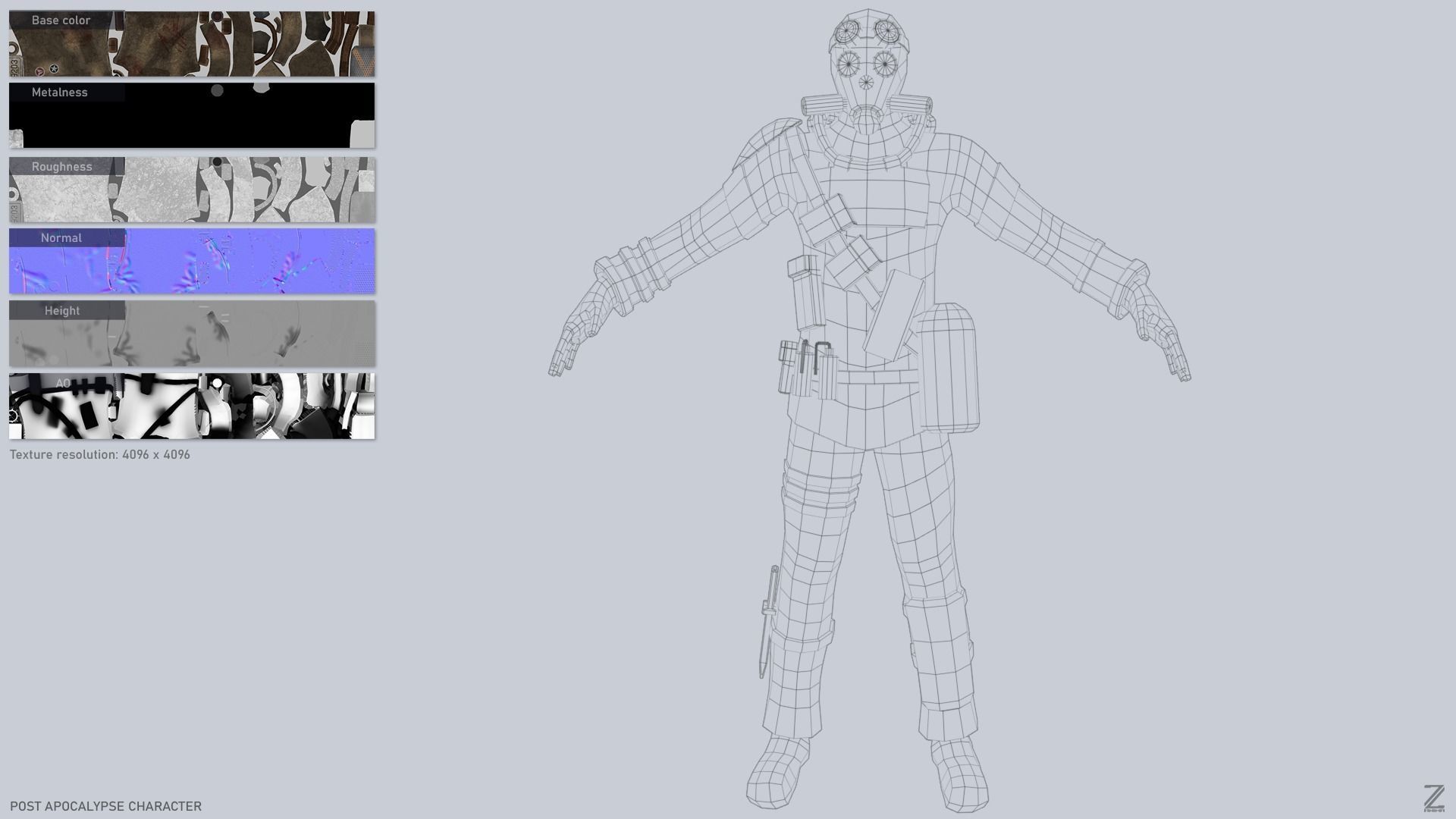 Post apocalypse character Low-poly 3D model_3