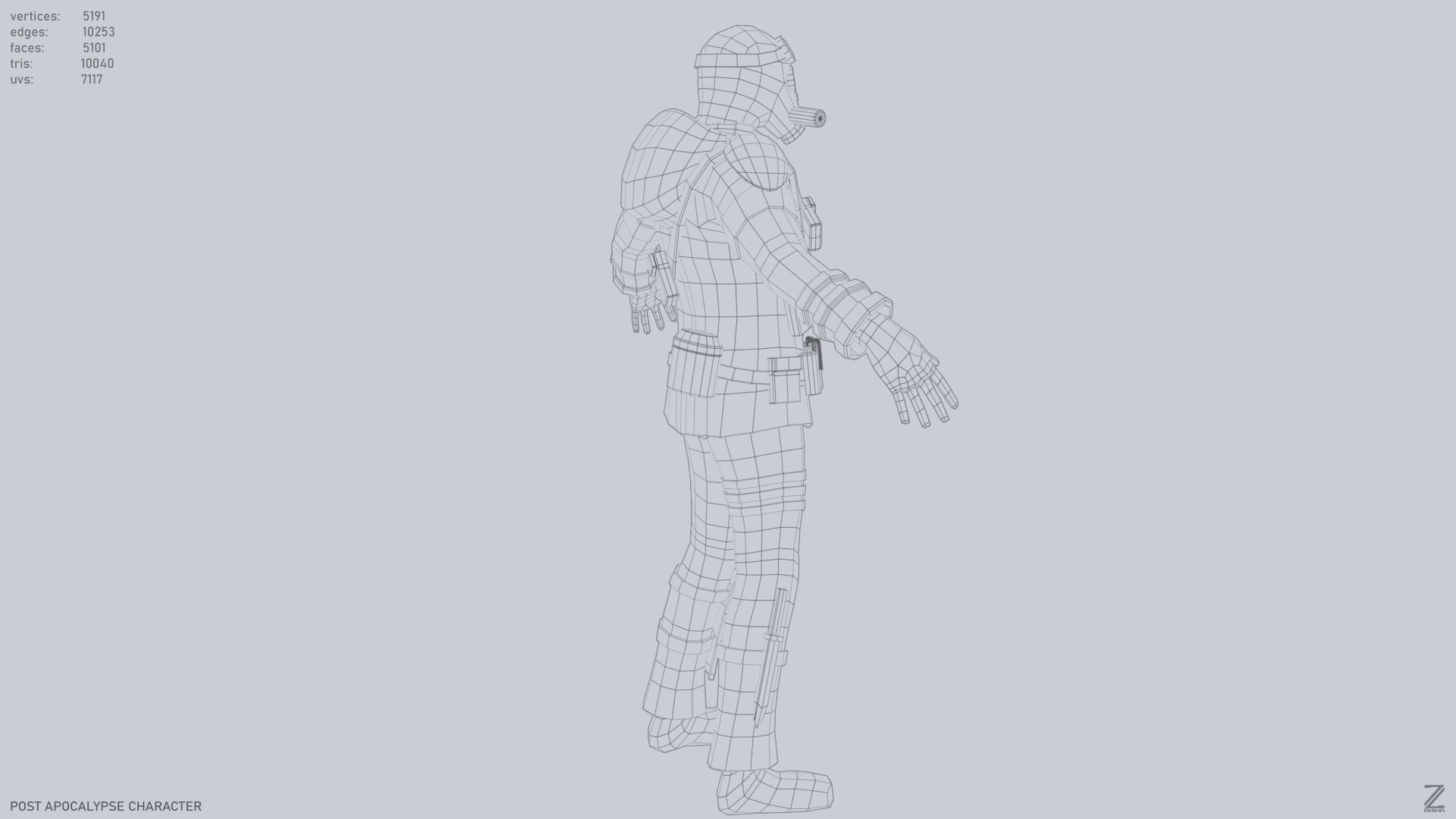 Post apocalypse character Low-poly 3D model_15