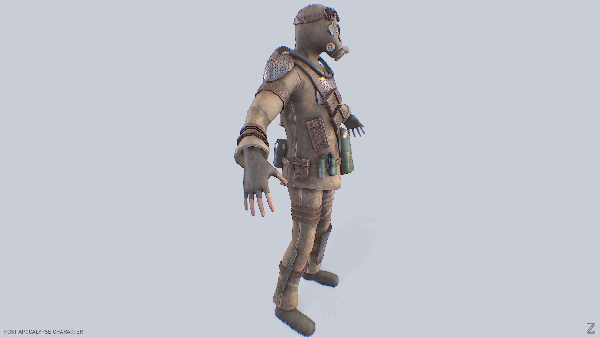 Post apocalypse character Low-poly 3D model_8