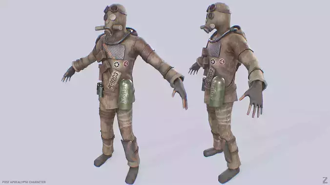Post apocalypse character Low-poly 3D model