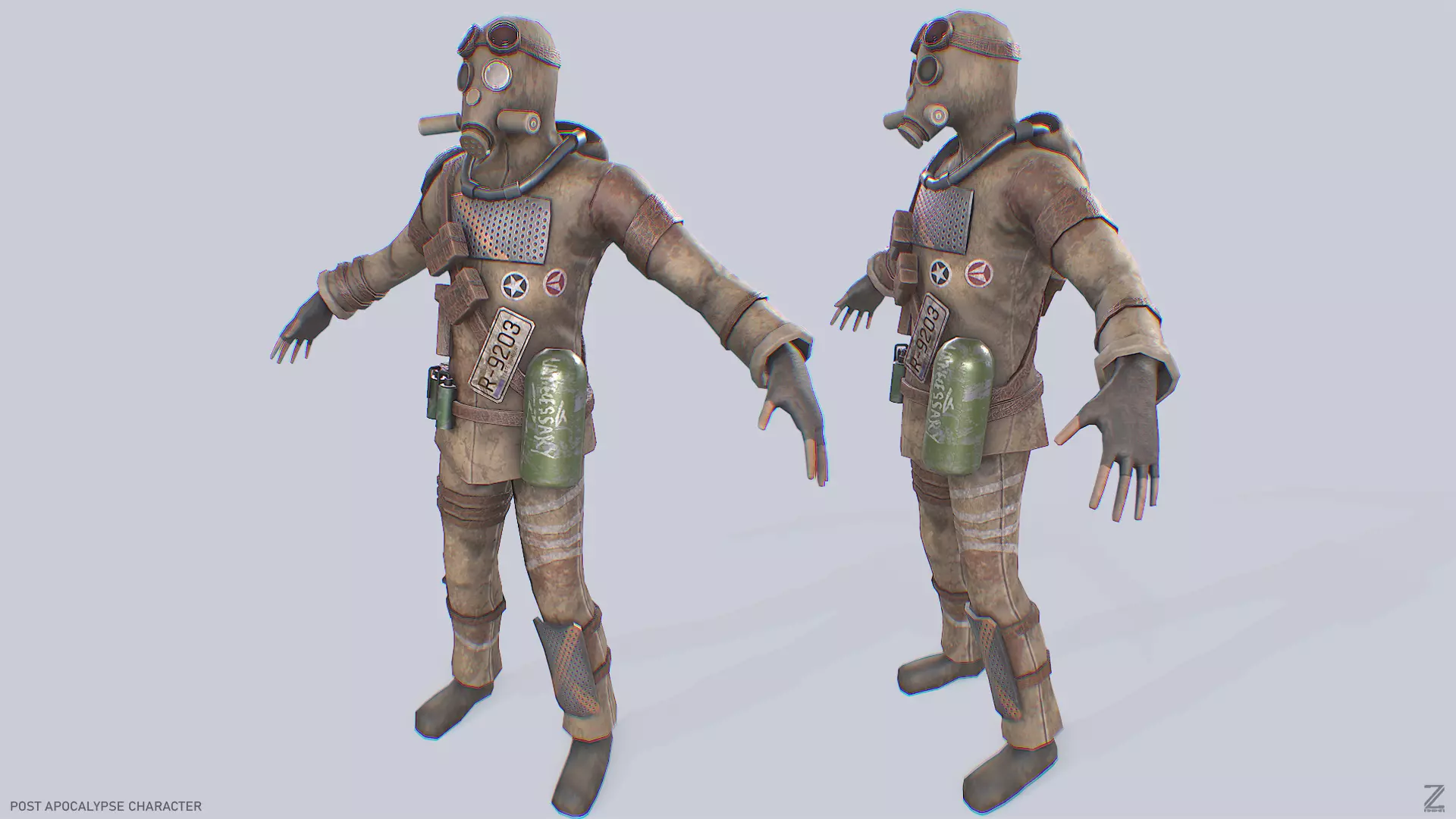 Post apocalypse character Low-poly 3D model_0
