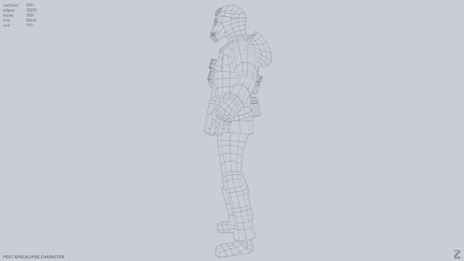 Post apocalypse character Low-poly 3D model_12