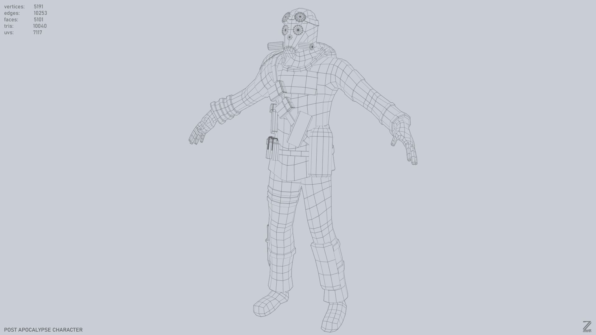 Post apocalypse character Low-poly 3D model_10