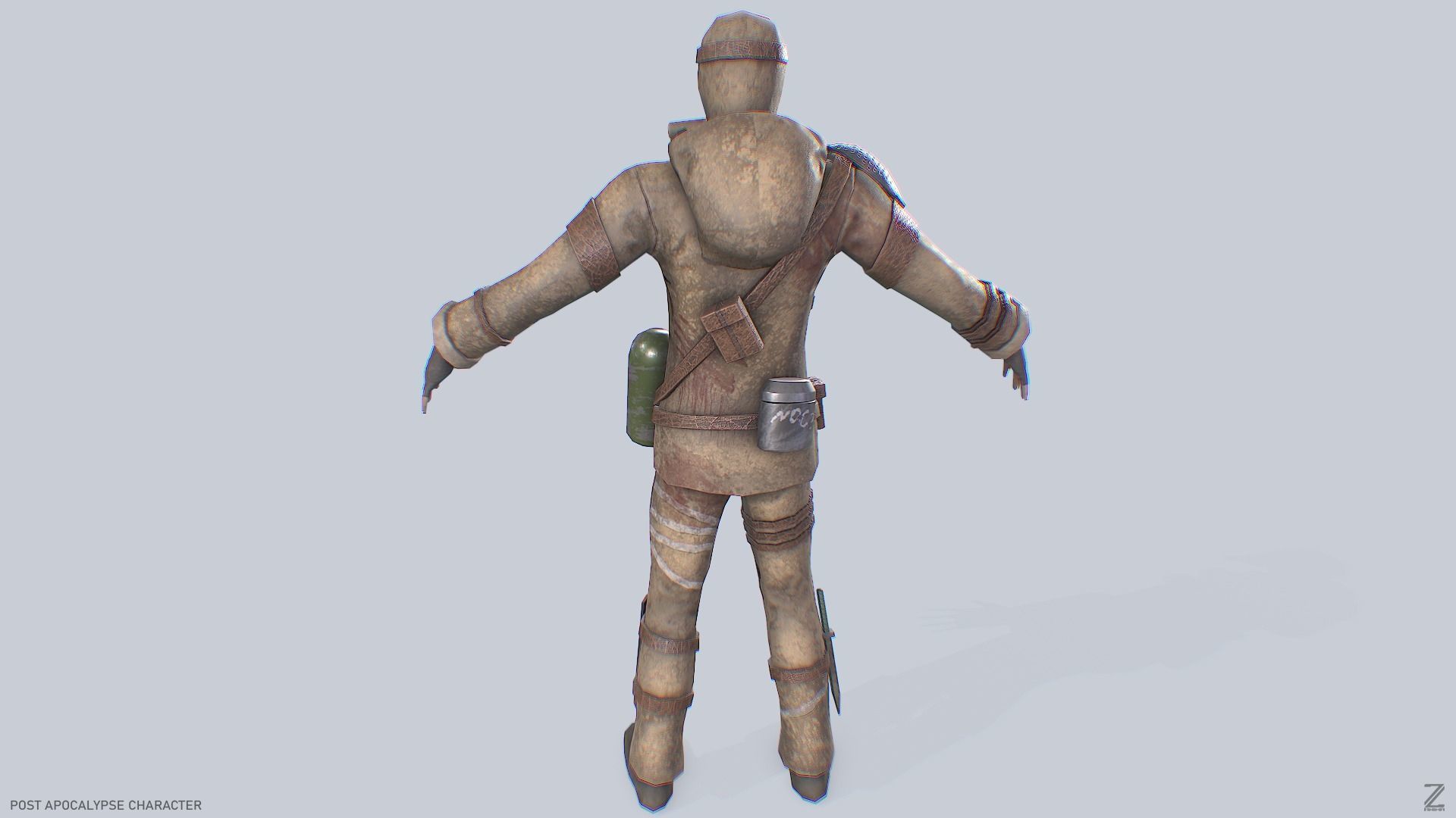 Post apocalypse character Low-poly 3D model_6