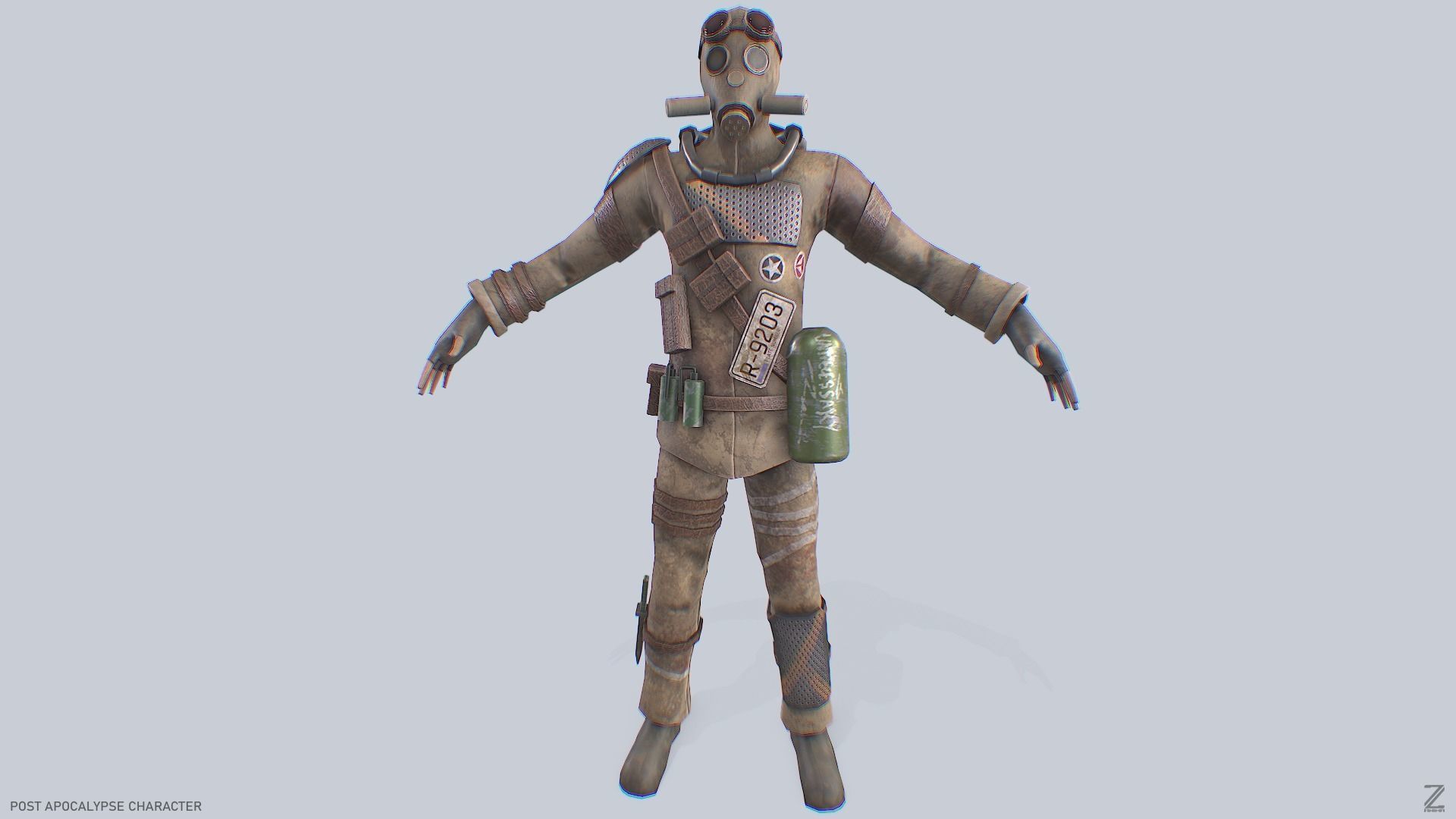 Post apocalypse character Low-poly 3D model_9