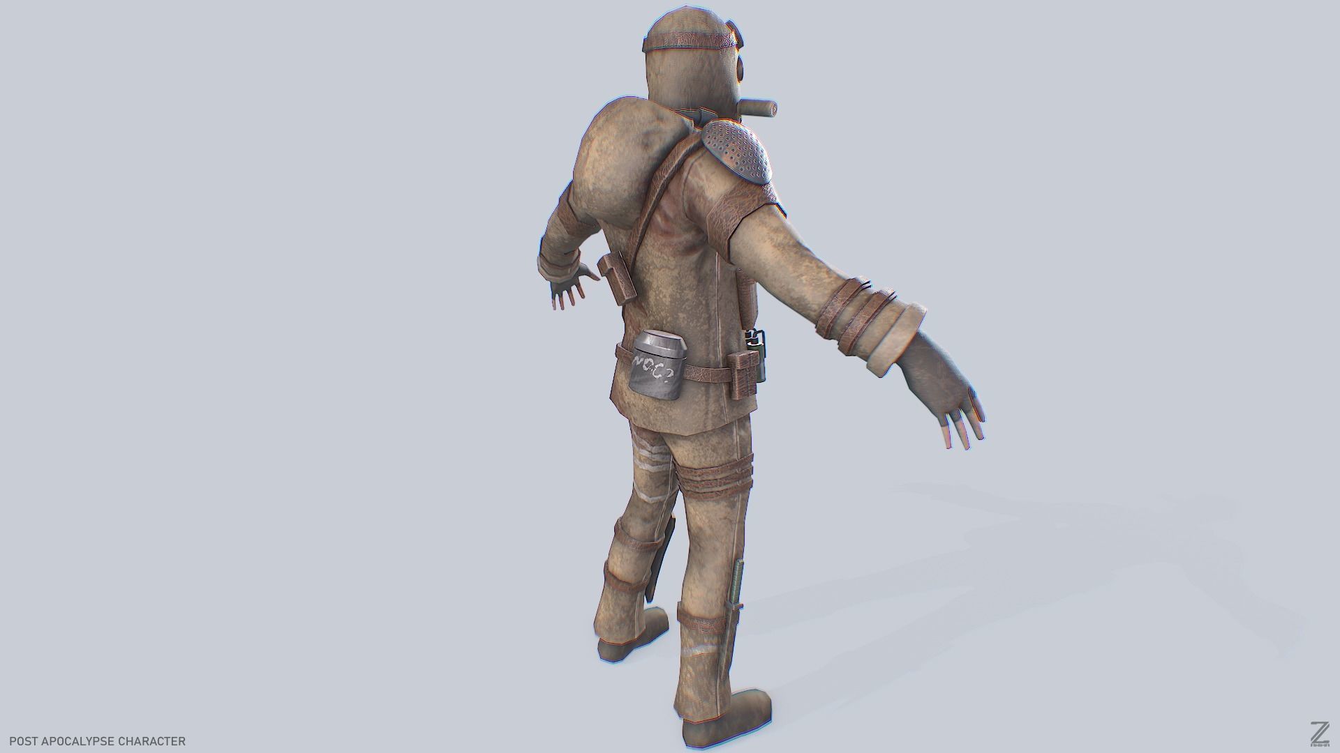 Post apocalypse character Low-poly 3D model_7