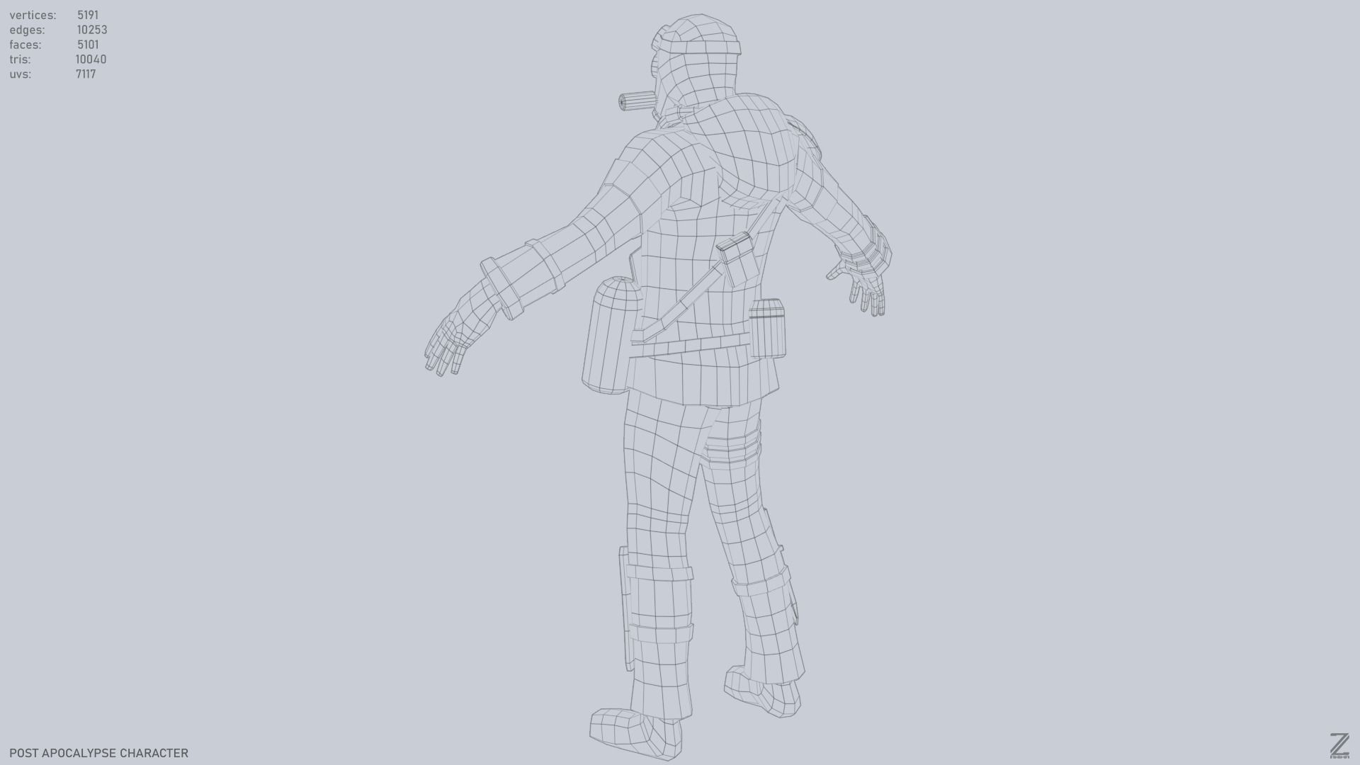 Post apocalypse character Low-poly 3D model_13