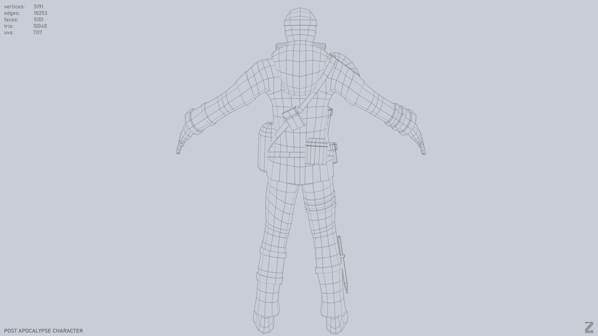 Post apocalypse character Low-poly 3D model_14