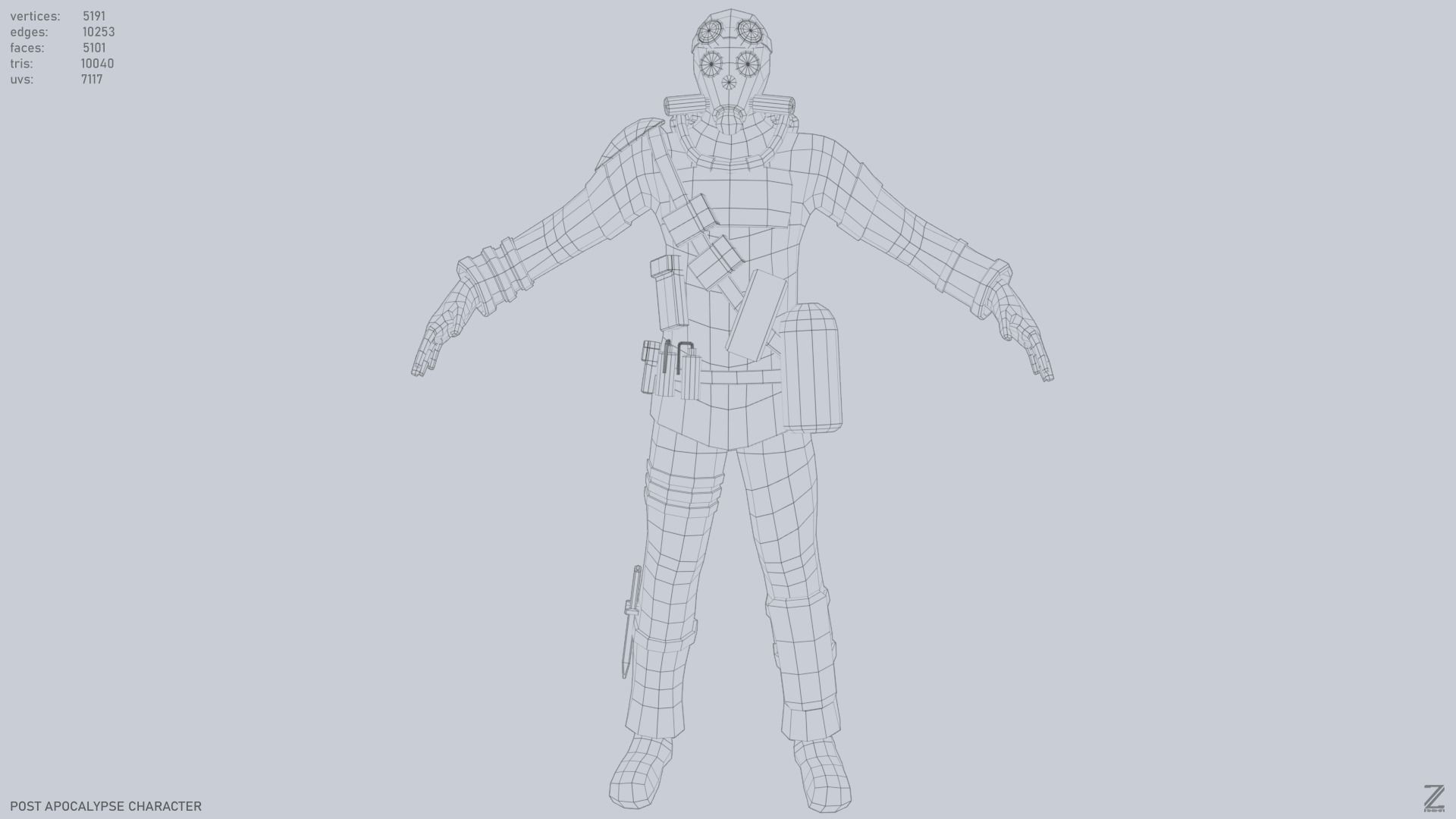 Post apocalypse character Low-poly 3D model_16