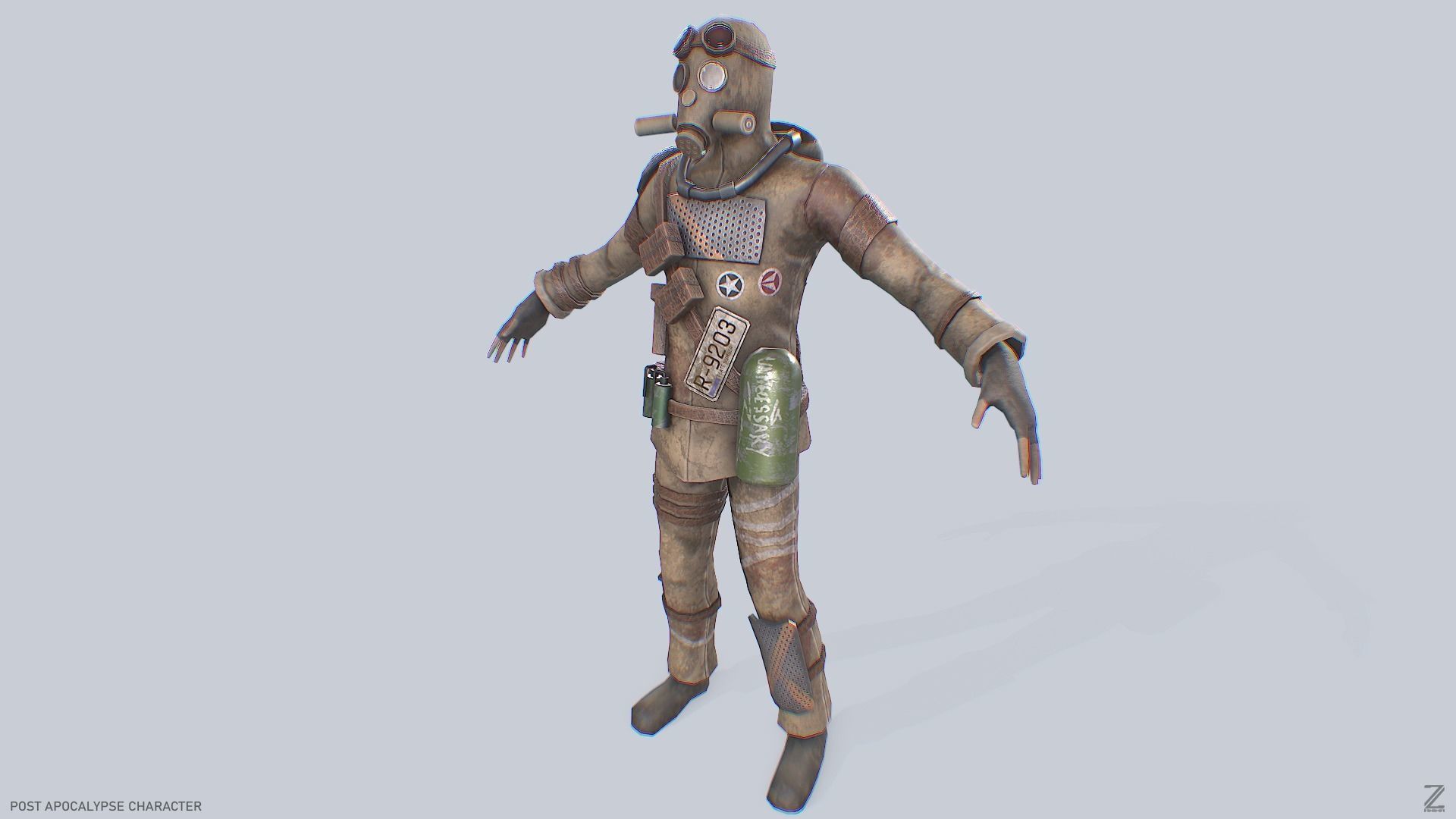 Post apocalypse character Low-poly 3D model_4