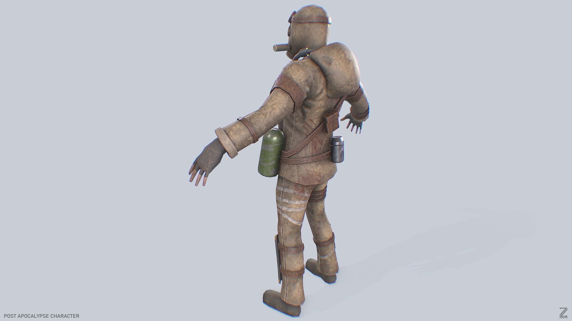 Post apocalypse character Low-poly 3D model_2