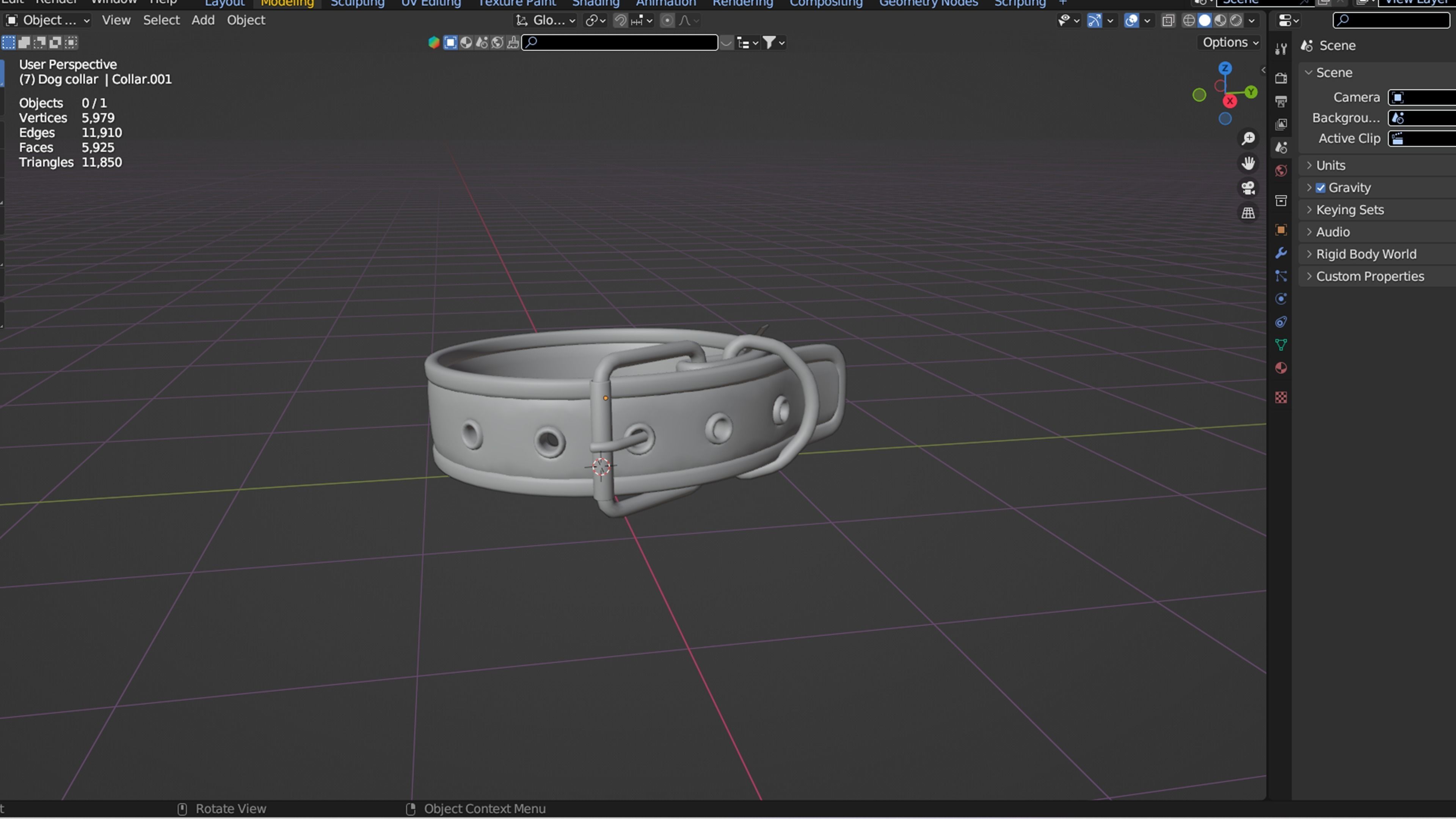 Dog Collar  Low-poly 3D model_6