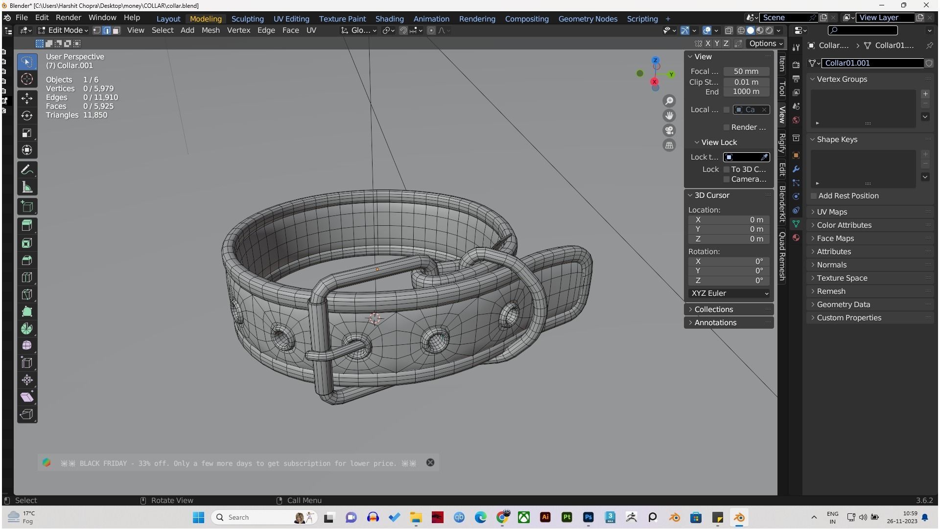 Dog Collar  Low-poly 3D model_8