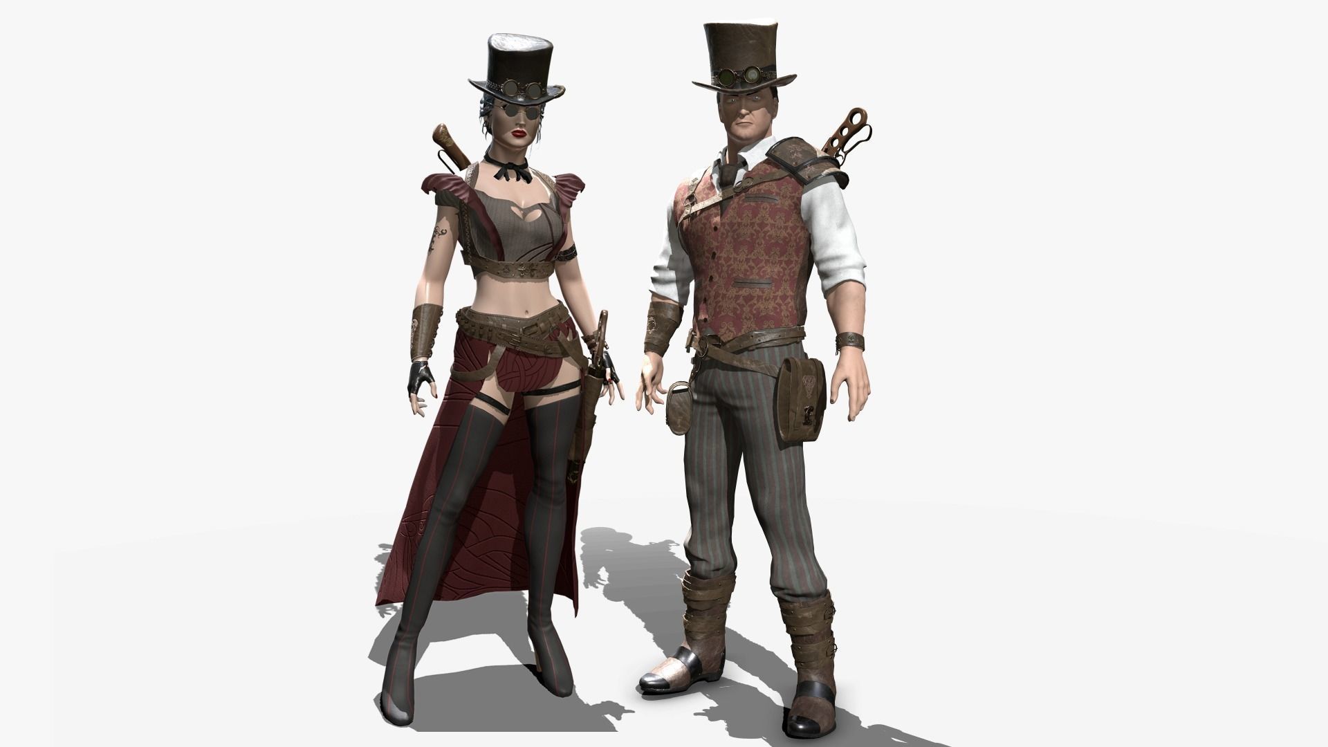 Steampunk Character Pack 3D Model Collection_3