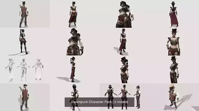 Steampunk Character Pack 3D Model Collection