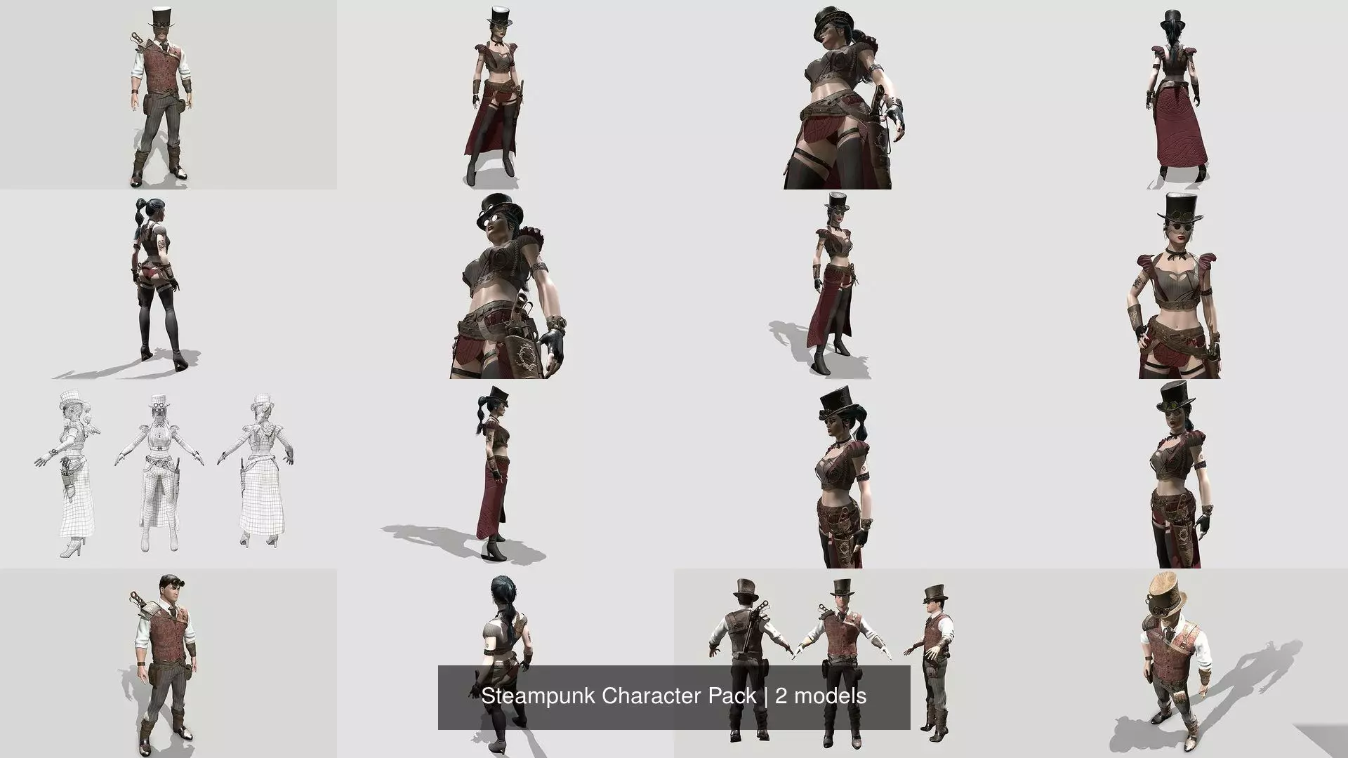 Steampunk Character Pack 3D Model Collection_0