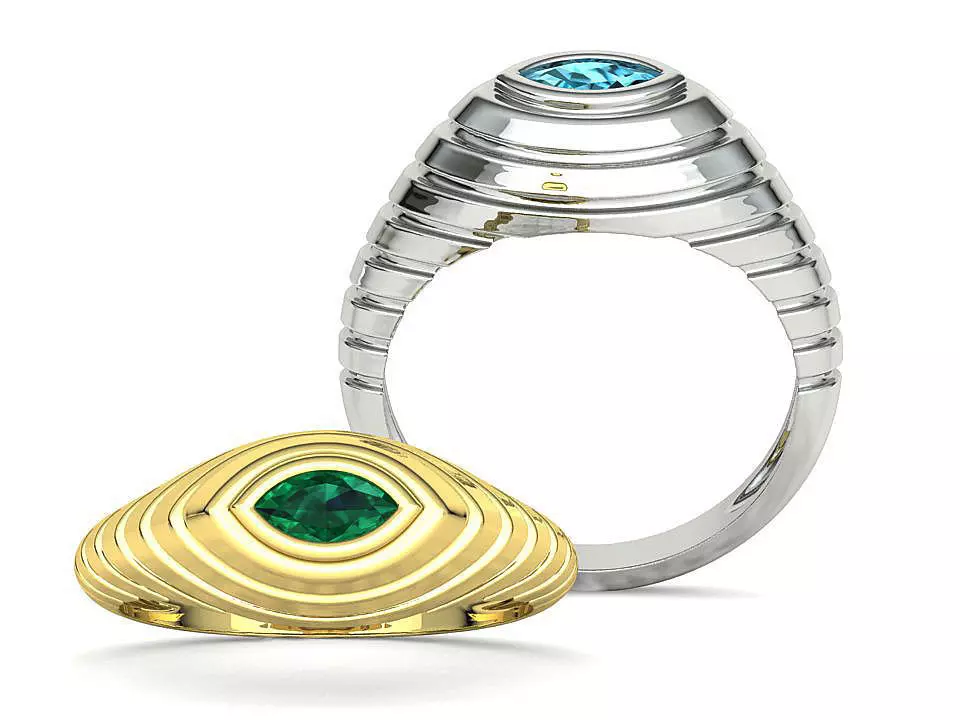 Statement Marquise Ribbed Ring Pinky Eye Ring 3D print model