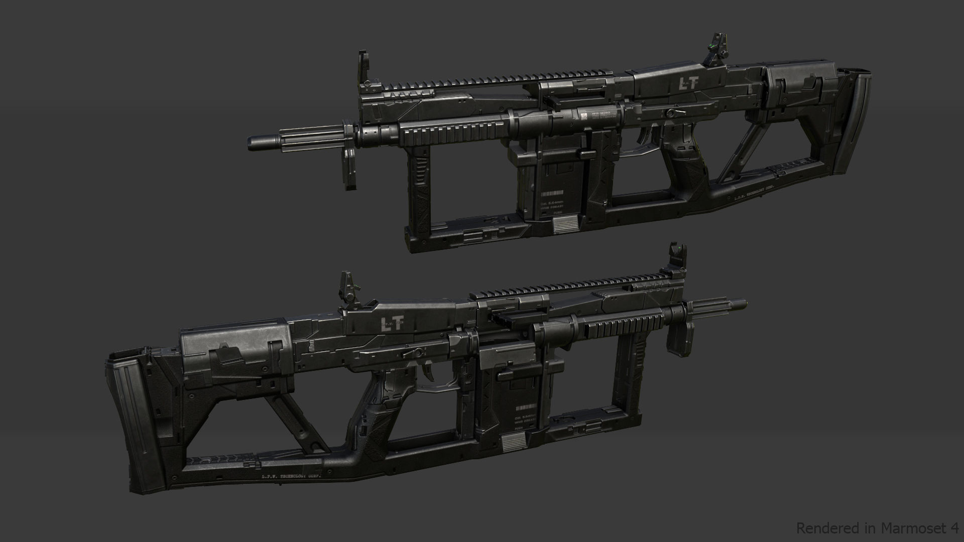 Sci-fi assault rifle 1 Low-poly 3D model_5