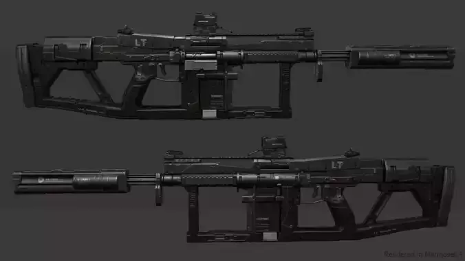 Sci-fi assault rifle 1 Low-poly 3D model Sci-fi assault rifle 1 Low-poly 3D model