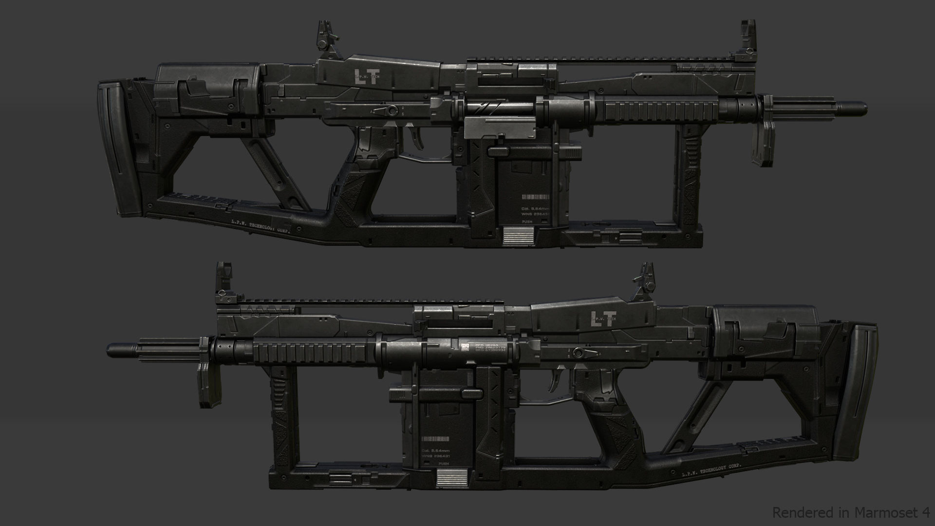 Sci-fi assault rifle 1 Low-poly 3D model_3