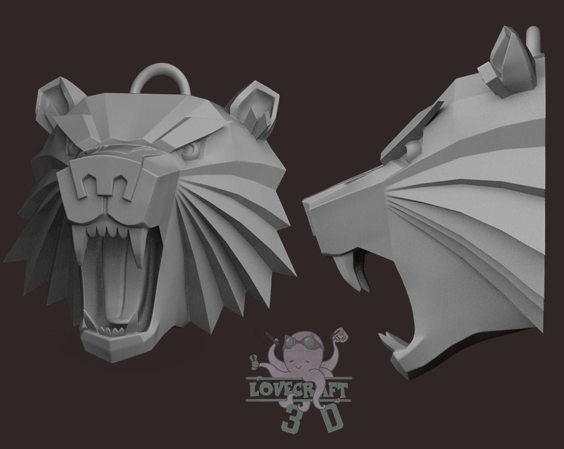 JEWELRY COSPLAY PENDANT MEDALLION WITCHER SCHOOL OF THE BEAR 3D print model_4