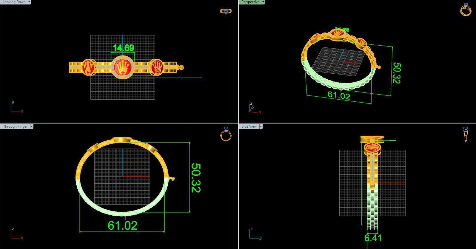 Direct casting gold bracelet  3D model_4